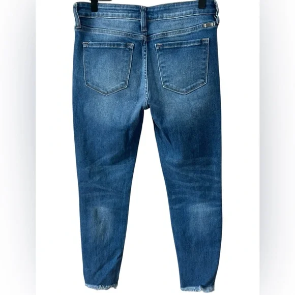 KanCan Jeans Womens Skinny Frayed Fringe Ankle Medium Wash Blue Stretch Denim 28 - Picture 2 of 7